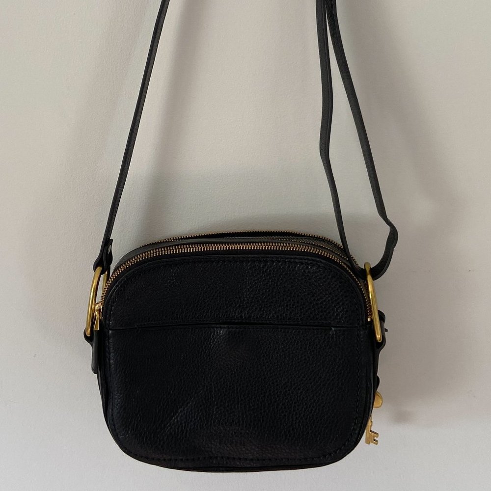 Fossil Black Elle Crossbody Bag Animal Print Cow Hide - Picture 9 of 11
